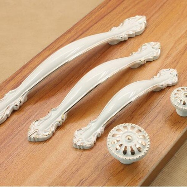 2.5" 3.75" 5" Dresser Drawer Pulls Handles Knobs White / Shabby Chic Kitchen Cabinet Door Handle Pull Decorative 64 96 128 mm (XMHRJ003)