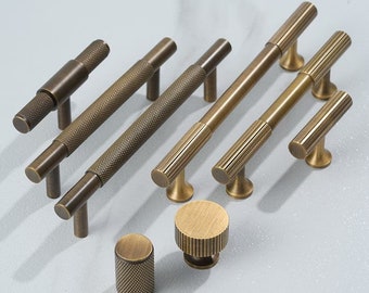 Ottone massiccio minimalista Maniglie zigrinate in bronzo anticato Maniglia per porta dell'armadio per cassetti Maniglia per porta dell'armadio Maniglie per cassetti Maniglie in ottone Manopole Hardware