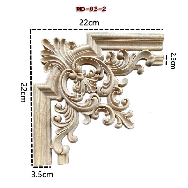 Square Chic Wood Embellishments Ornate Furniture Apliques Wood Onlay Furniture Trim Supplies Home Wall Embellishments European style decal