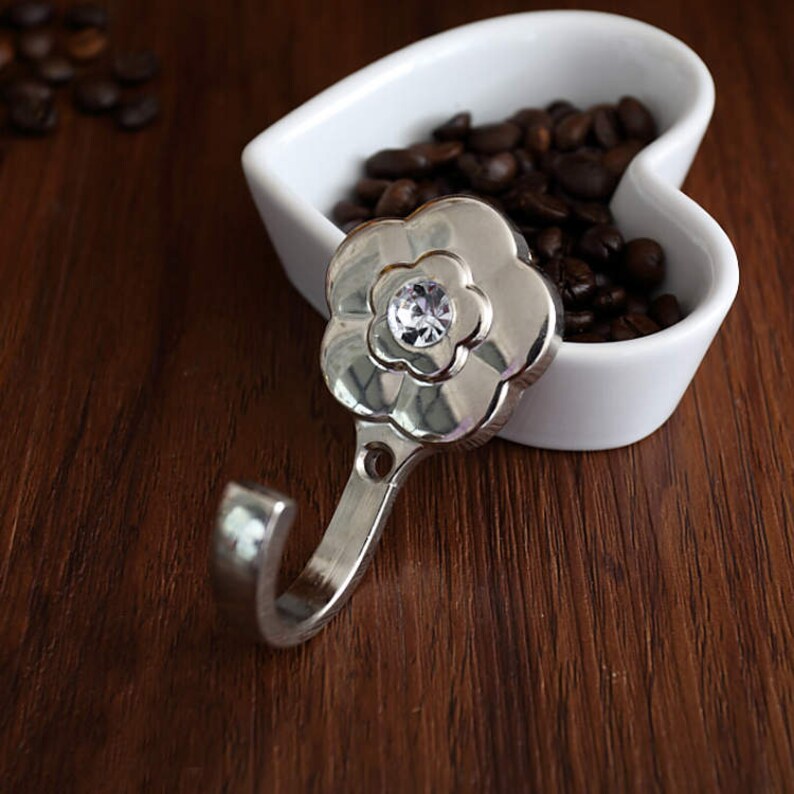 Crystal Bead Flower Wall Hook Decorative Hooks Coat Hangers Etsy