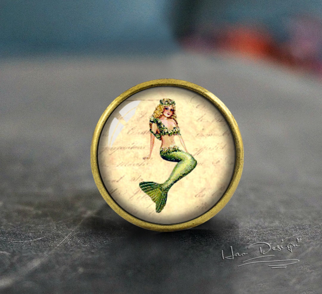 Mermaid Drawer Knobs/ Handmade Vintage Bronze Dresser Knobs
