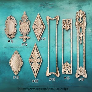 Unpainted Wood Carved Corner Applique Onlay for Wall Molding Decor Wood Onlay Furniture Trim Home Wall Furniture Applique Onlay, 19C