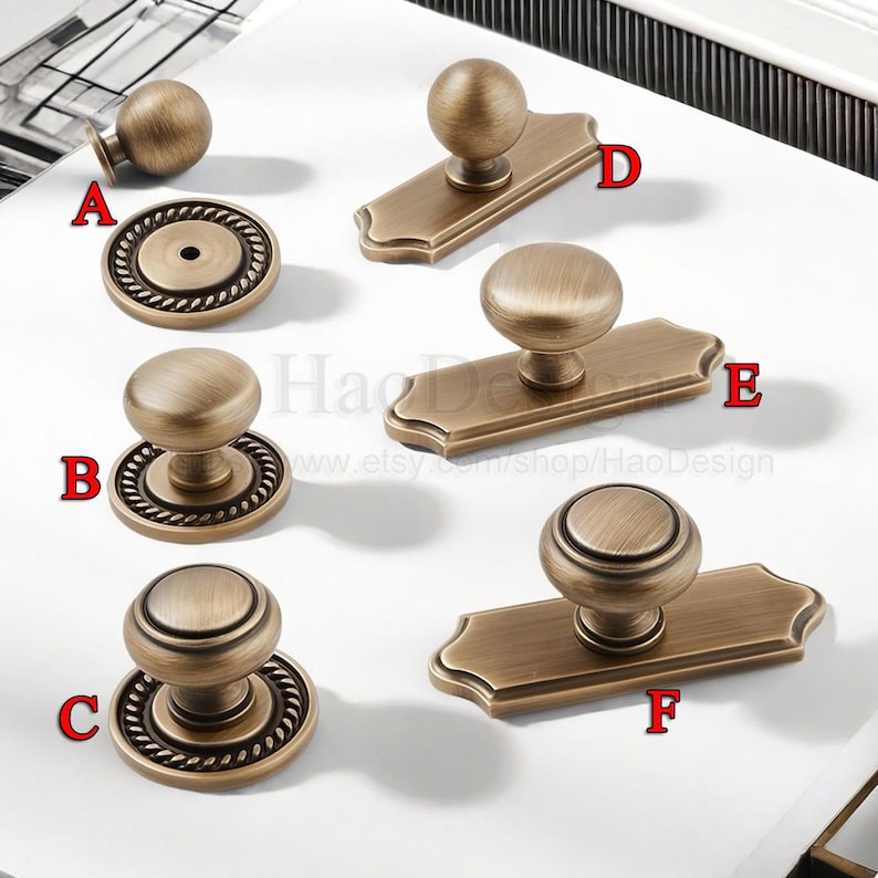 Retro massiva mässingsknoppar Handtag för lådor Garderobshandtag Köksskåp Handtag Skänk Byråhandtag Möbelbeslag bild 2