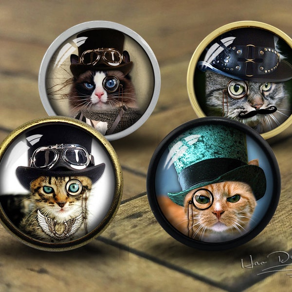 Steampunk Katzen-Schubladenknäufe/Handgemachte Vintage Bronze Kommode Knäufe Kommodenknäufe Kommodenknäufe Kommodengriffe Schrankknöpfe