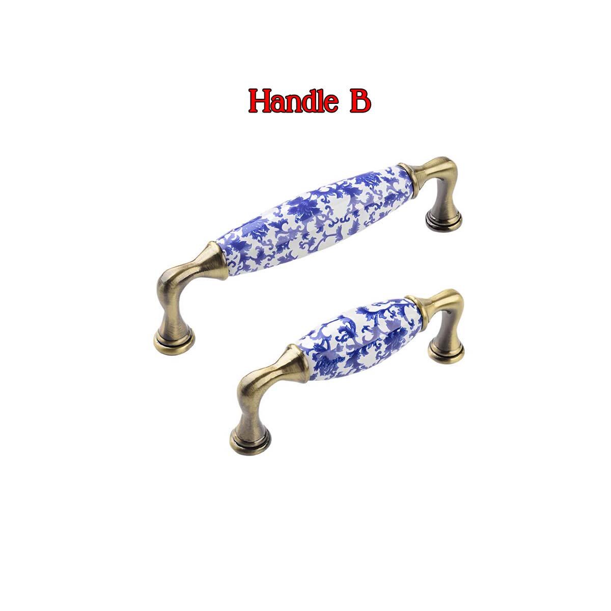 Vintage Ceramic Brass Drawer Pulls Antique Blue and White Cabinet ...