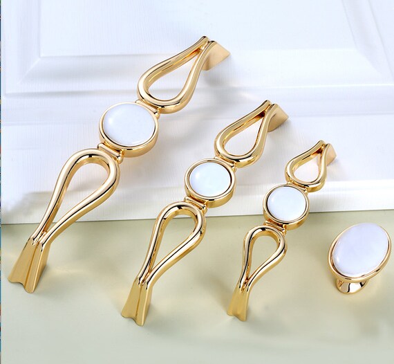 6.3 5 3.75 Gold Ceramic Dresser Handle Pull Etsy