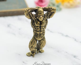 Massief messing antieke bronzen borstvinnen gorilla knoppen bodybuilding spier sculptuur lade knoppen messing dressoir trekt knoppen kabinet hardware