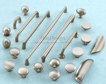 Brushed nickel Cabinet Pulls Handle Knob Vintage Dresser Handles Solid Brass Drawer Pulls Grace Brass Wardrobe Handles Pull Cabinet Hardware
