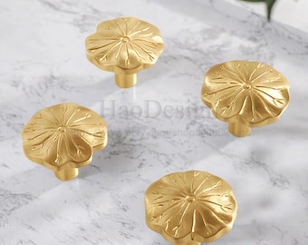 Messing Lotus Blatt Knöpfe,Blumen Schubladengriffe,Blumen zieht,Messing Griffe,Schubladenknauf,einzigartige Knopf,Schubladenknauf Griffe,Schrankbeschläge