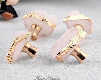 Bouton en cristal blanc naturel, bouton en minerai naturel, poignée de tiroir, boutons en cristal, poignées de tiroir, poignée d'armoire, poignée en cristal irrégulière CY-20