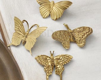 Puxadores de latão em forma de borboleta para armários de cozinha Puxadores de latão para gavetas Puxadores para cômodas Puxadores para guarda-roupas Puxadores de animais Ferragens para móveis