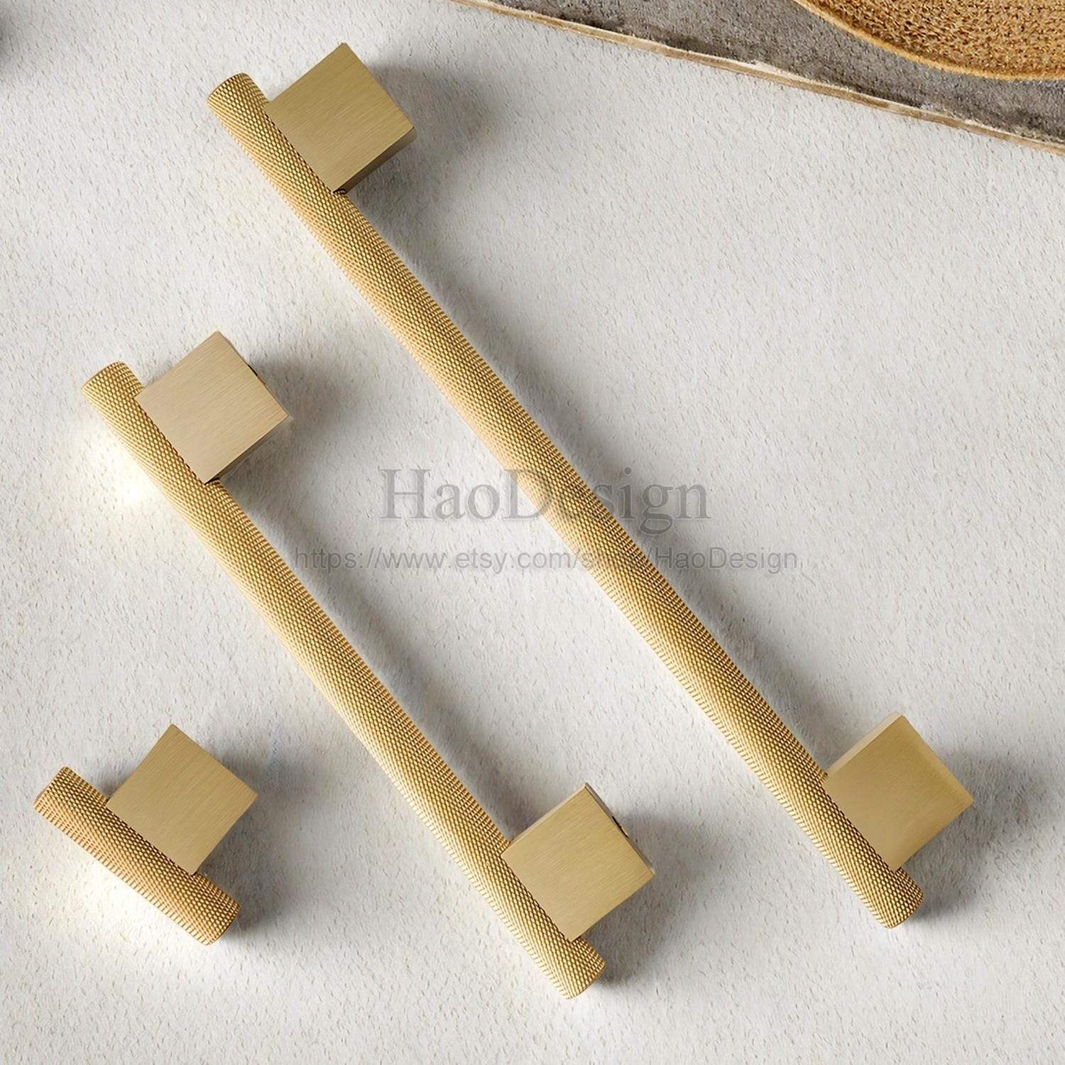Solid Brass Bronze Knurled Cabinet Handle Pulls Knobs Wardrobe Drawer ...