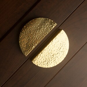 Gold Knobs For Dresser 2-Pack Solid Brass Cabinet Knobs - Semicircle Gold Drawer Pulls 1-5/8 Inch Modern Hardware Dresser Knobs - View #3
