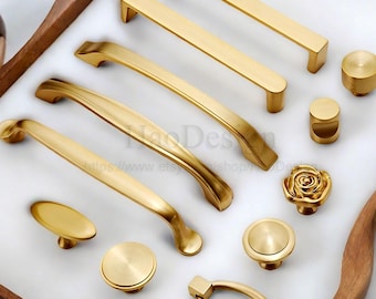 Solid Satin Brass Knobs Pulls handles drawer wardrobe Dresser pull cabinet handles Drawer pulls Handles Brass Handle pull Furniture Hardware