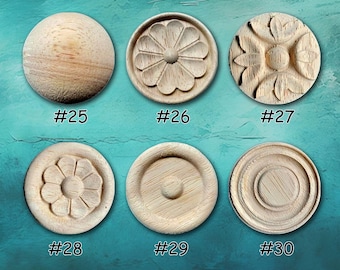Unpainted Wood Carved Corner Applique Onlay Home Wall Corners Embellishments Furniture Carving Art Decor Mini Flat Back Wood Rosettes T2D