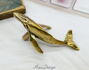 Brons massief messing walvisknoppen Messing handgrepen knoppen trekt messing ladeknoppen dressoir trekt deurknoppen kast trekt handgrepen kastbeslag