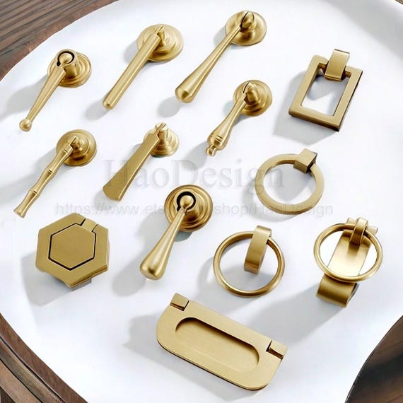 真鍮製中国風リングプル、引き出し用取っ手、キャビネットハンドル