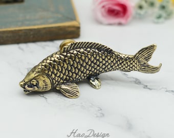 Boutons carpe en laiton massif bronze, poignées de tiroir animaux, poignées boutons en laiton, bouton de poignées uniques, boutons d'armoire, poignées de tiroir de commode, quincaillerie d'armoire