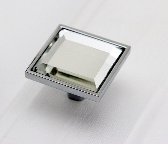 Square Glass Crystal Dresser Knob Glass Knobs Drawer Knobs Etsy