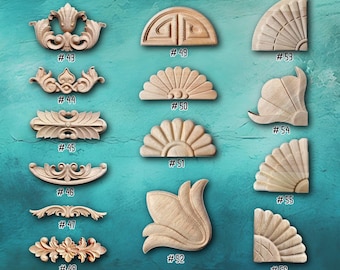 Unpainted Wood Embellishments Ornate Furniture Apliques Wood Onlay Furniture Trim Supplies Home Wall Embellishments European style decal 15D