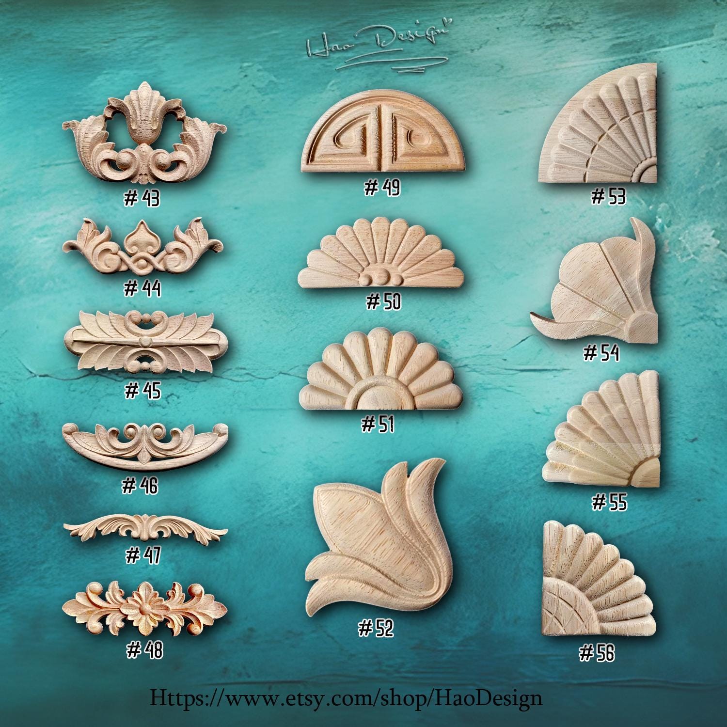 Unpainted Wood Embellishments Ornate Furniture Apliques Wood Onlay Furniture Trim Supplies Home Wall Embellishments European style decal 15D
