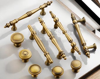 Retro Solid Brass Bronze Knob Pull handles Dresser wardrobe Sideboard handles Kitchen cabinet Pulls Drawer pulls Handles Brass Handles Knobs
