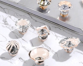 Transparent crystal knobs,Natural Crystal knobs,gemstone drawer handle,crystal handle,raw semi precious stone knob,Dresser handle CY-66