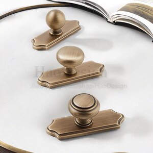 Retro massiva mässingsknoppar Handtag för lådor Garderobshandtag Köksskåp Handtag Skänk Byråhandtag Möbelbeslag bild 4