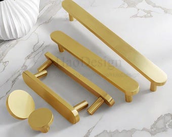 Solid Brass Modern simple cabinet handles pulls Wardrobe drawer Brass pulls handles Kitchens Cupboards Dressers Handles Furniture hardware