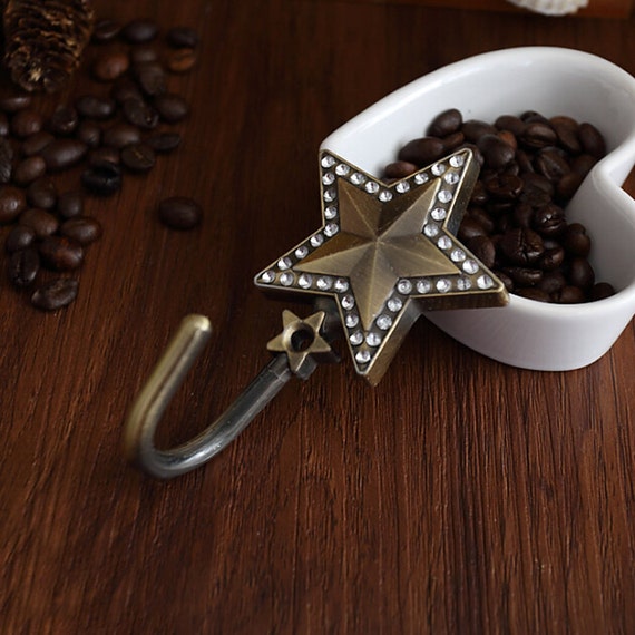 Rhinestone Glass Star Wall Hook Decorative Hooks Coat Hangers Etsy