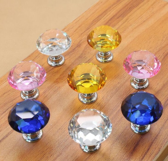 Glass Crystal Dresser Knob / Glass Knobs Drawer Knobs / Etsy