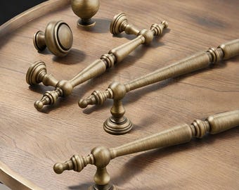 Retro Massivem Messing Knöpfe Pulls Griffe Schublade Kleiderschrank Griffe Küchenschrank Griffe Sideboard Dresser Pull Handle Knob Möbelbeschläge