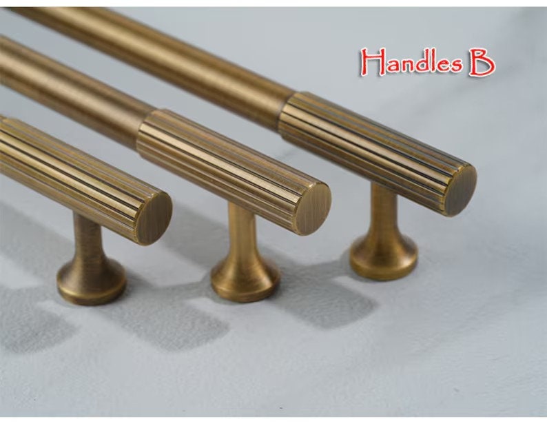 Minimalist Solid Brass Antiqued bronze knurled handles drawer wardrobe door handle cabinet handle Drawer Handles Brass Handle Knobs Hardware image 6