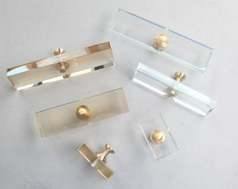 Crystal Rectangular Transparent Brass Handle Drawer Cabinet Door Drawer knob pulls Dresser handle Cabinet Pulls Knobs Wardrobe knob H30
