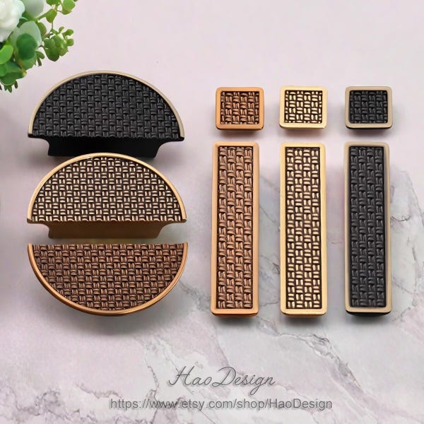 2.5" 3.78" Retro Semicircle Handles Dresser Pull Vintage Style Square Drawer Knobs Pulls Bronze Black Kitchen Cabinet Door Handle X-75R