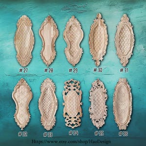 Unpainted Wood Carved Corner Applique Onlay for Wall Molding Decor Wood Onlay Furniture Trim Home Wall Furniture Applique Onlay, 19D
