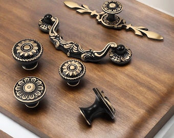 Retro Solid Brass Black Bronze Knobs Pulls handles drawer wardrobe Dresser Pulls cabinet handles Drawer pulls Handles Brass Pulls handles