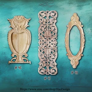 Unpainted Wood Carved Corner Applique Onlay for Wall Molding Decor Wood Onlay Furniture Trim Home Wall Furniture Applique Onlay, 19F