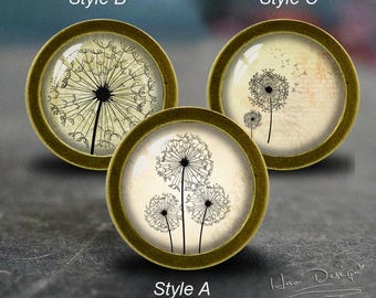 Paardebloem--ladeknoppen/handgemaakte vintage bronzen dressoir knoppen kast dressoir knoppen pull/dressoir pull/kast knoppen/meubelknoppen