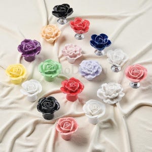 Lovely Flower ceramic Knobs Colorful Children&#39;s wardrobe Drawer Pulls Cabinet Handles Knobs for Dresser cabinet handles Furniture Hardware