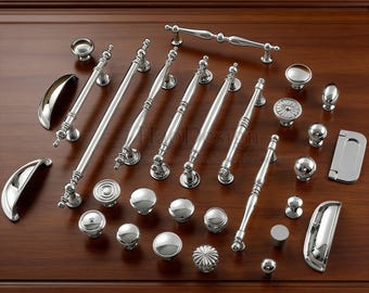 Solid Brass Chrome Cabinet Pulls Handle Knob Vintage Dresser Handles Brass Drawer Pulls Elegant Brass Wardrobe Handle Pulls Cabinet Hardware