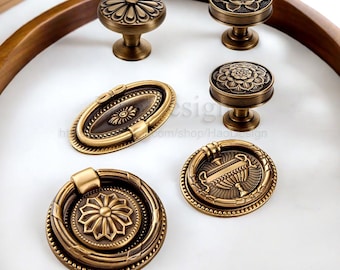 Retro Massiv Messing Antik Bronze Knäufe Griffe Schublade Kleiderschrank Dresser Pulls Schrank Griffe Schublade zieht Griffe Messing Knobs Knobs