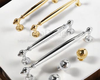 Tiradores de latón macizo dorados y plateados, tiradores para cajones, armarios, armarios de cocina, aparadores, herrajes para muebles