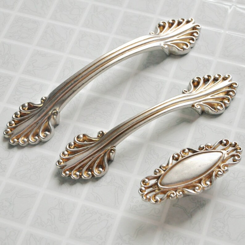 5 3.75 Antique Silver Dresser Handle Pull Knob Etsy