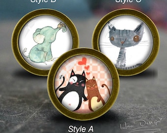 Kreskówka--Szuflady gałki / pull Szafka kredens gałki gałki Handmade Vintage Dresser brąz / kredens Pull / Szafka gałki / gałki