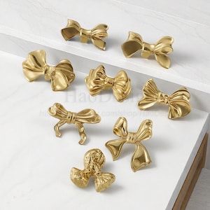 Brass Bowknot Knobs Kitchen Cabinet Knobs Brass Drawer handles Knobs Pulls Dresser Handles wardrobe Knobs Animal Pulls Furniture Hardware