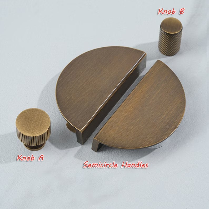 Minimalist Solid Brass Antiqued bronze knurled handles drawer wardrobe door handle cabinet handle Drawer Handles Brass Handle Knobs Hardware image 2