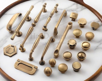Antique Brass Cabinet Pulls Handles Knob Vintage Dresser Handles Solid Brass Drawer Pulls Aged Brass Wardrobe Handles Pulls Cabinet Hardware