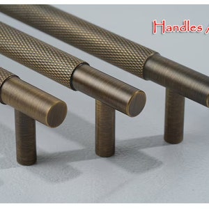 Minimalist Solid Brass Antiqued bronze knurled handles drawer wardrobe door handle cabinet handle Drawer Handles Brass Handle Knobs Hardware image 5