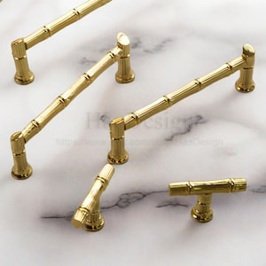 Chinese style solid Brass bamboo handle cabinet wardrobe brass golden handle drawer wardrobe door handle cabinet handle Drawer Handles H27